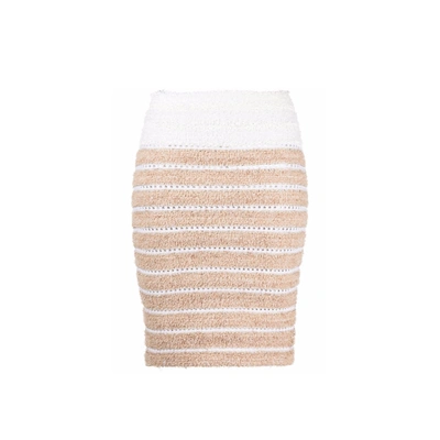 Balmain Striped Skirt In White