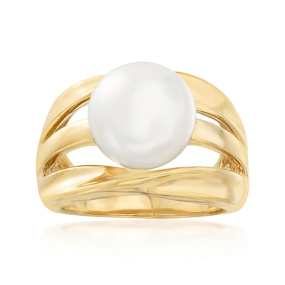 Ross-simons 11-11.5mm Cultured Pearl Ring In 18kt Gold Over Sterling In White