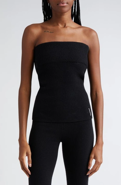 Alexander Wang Merino Wool Ribbed Tube Top In Black