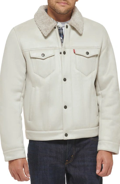 Levi's Faux Shearling Lined Trucker Jacket In Cream