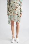 Stella Mccartney Lady Garden Print Silk Chiffon Skirt In Mint Multicolour