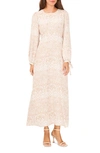 Halogen Print Long Sleeve Maxi Dress In New Ivory