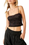 Free People Intimately Fp Double Date Embroidered Mesh Crop Camisole In Black Combo