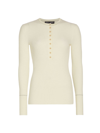 Proenza Schouler Agnes Henley-neck Ribbed Top In Ivory