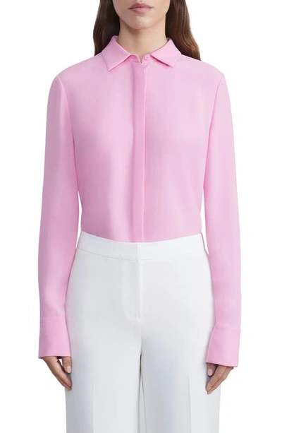 Lafayette 148 Scottie Silk Blouse In Pink Madder