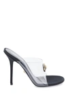 Versace Medusa Clear Stiletto Mule Sandals In Black