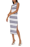 MILLY OVERSIZE ZIGZAG KNIT MIDI DRESS