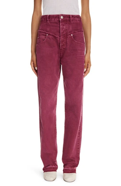 Isabel Marant Noemie Raw-edge Straight Leg Jeans In Ruby Red