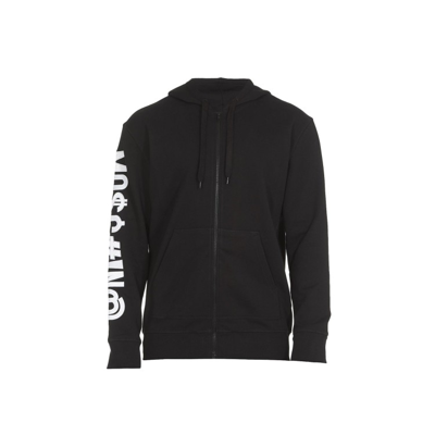 Moschino Cotton Zip-up Sweatshirt In Black