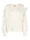 TWINSET WHITE RIBBED SWEATERS