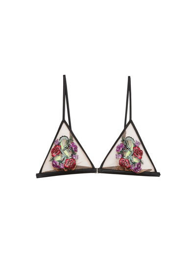 Fleur Du Mal Dragon Embroidery Triangle Bra In Black