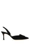 Manolo Blahnik Maysli 70 Buckled Suede Slingback Pumps