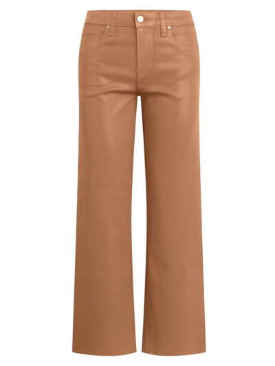 Hudson Rosie Coated High Waist Ankle Wide Leg Jeans In Brown