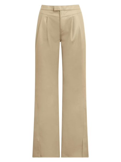 Hudson Rosie Pleated High Waist Wide Leg Faux Leather Pants In Chinchilla