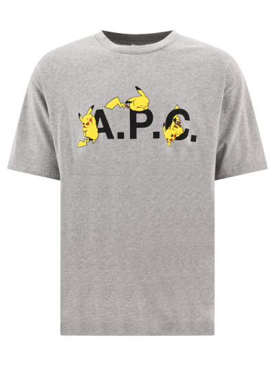Apc A.p.c. 'pokémon Pikachu' Grey Cotton T-shirt In Gray