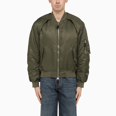 ALEXANDER MCQUEEN ALEXANDER MC QUEEN CONVERTIBLE KHAKI NYLON BOMBER JACKET