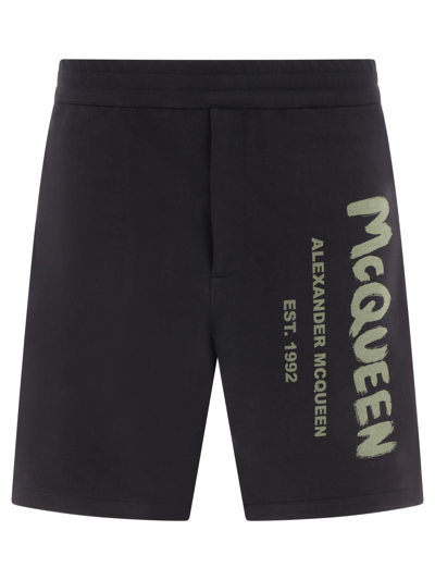 Alexander Mcqueen Alexander Mc Queen Mc Queen Graffiti Shorts In Black