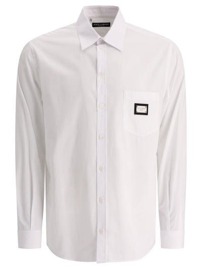 DOLCE & GABBANA DOLCE & GABBANA SHIRT WITH LOGO PLAQUE