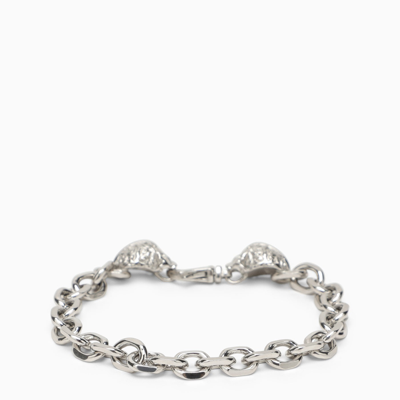 Emanuele Bicocchi Silver 925 Skull Chain Bracelet In Metallic