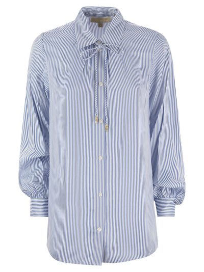 Michael Kors Striped Viscose Shirt With Front Fastening In Blue