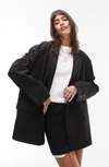 Topshop Extreme Grandad Blazer In Black - Part Of A Set