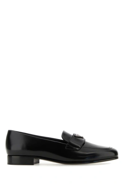 Prada Woman Black Leather Loafers