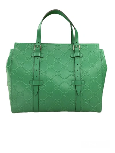 Gucci Duffle Small Gg Perforated Verde In Green