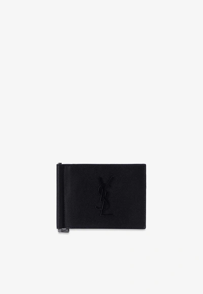 Saint Laurent Cassandre Bill Clip Wallet In Black