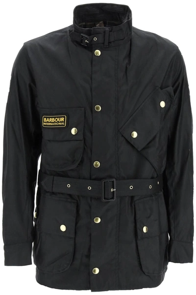 Barbour International Military Cotton Jacket In Nero Neri E Grigi