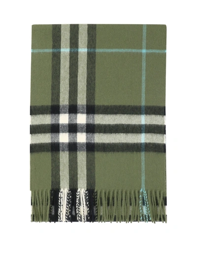 Burberry Cashmere Check Scarf In Shrub