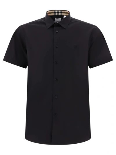 Burberry Sherfield Slim Fit Cotton Blend Shirt In Black