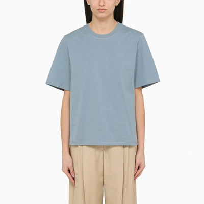 By Malene Birger Large Round Neck Blue T Shirt In Organic Cotton In Light Blue