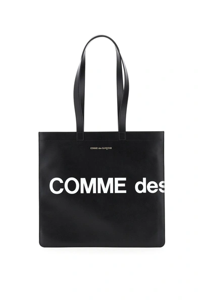 Comme Des Garçons Comme Des Garcons Wallet Leather Tote Bag With Logo In Black