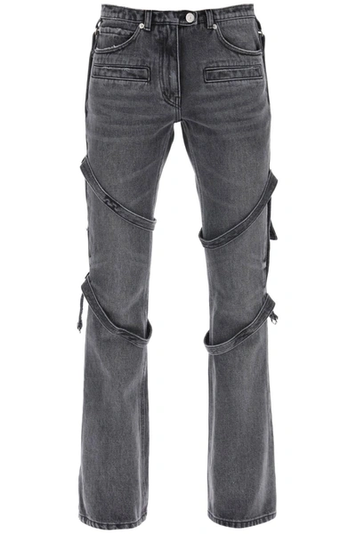 Courrèges Bootcut Jeans With Straps In Grey