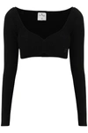 Courrèges Courreges  Swallow Cropped Rib Knit Top In Black