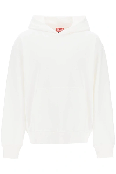 Diesel Logo Embroidered Hoodie In White