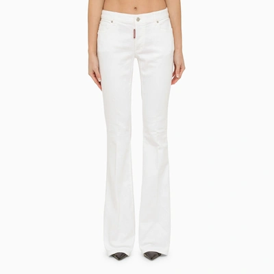Dsquared2 White Cropped Wide Leg Denim Jeans