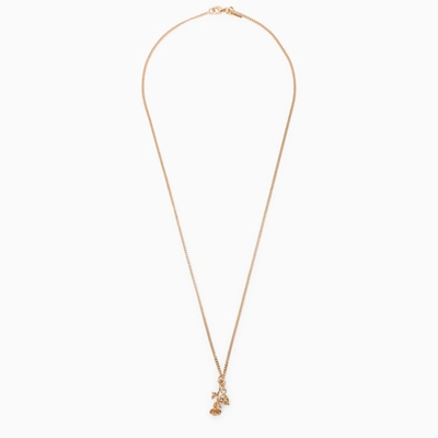 Emanuele Bicocchi Rose And Skull Necklace In 925 Gold-plated Silver In Metal