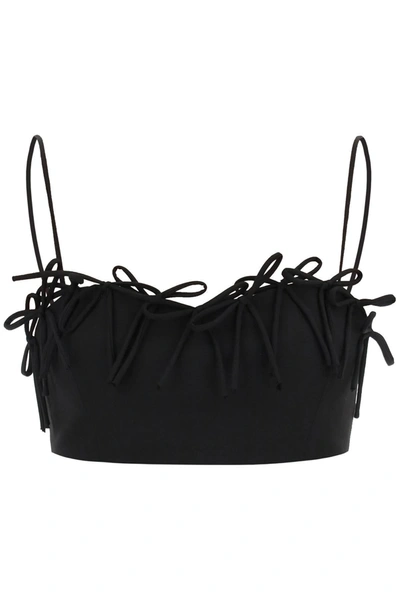 Ganni Black Tie-detail Crop Top