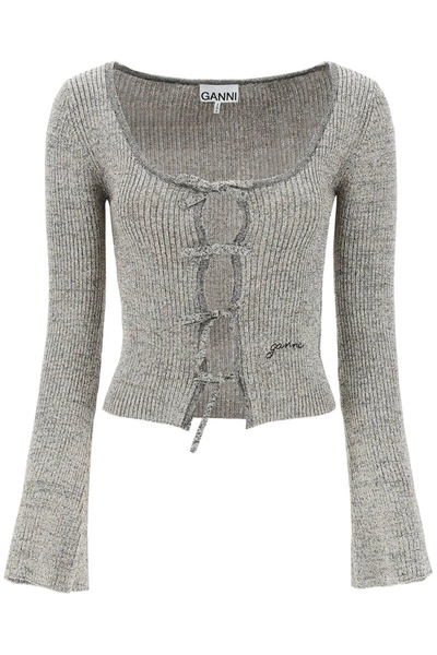 Ganni Lurex Knit Cardigan In Mixed Colours