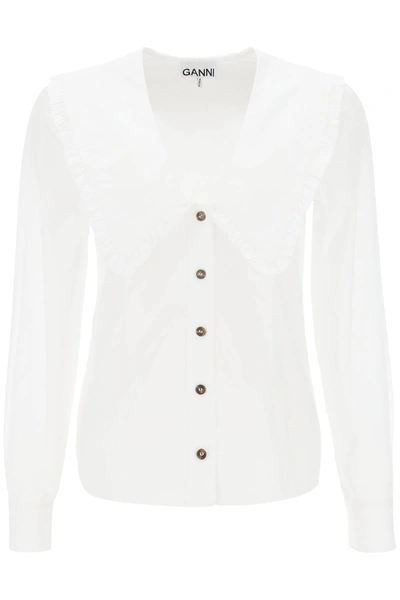 Ganni Maxi Collar Shirt In White