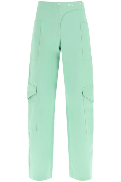 Ganni Organic Cotton Cargo Suiting Pants In Peapod