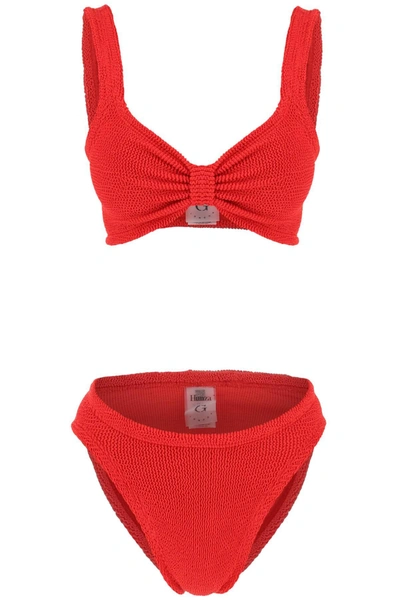 Hunza G Bonnie Seersucker Bikini In Red