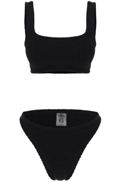Hunza G Xandra Textured Nylon Bikini In Black