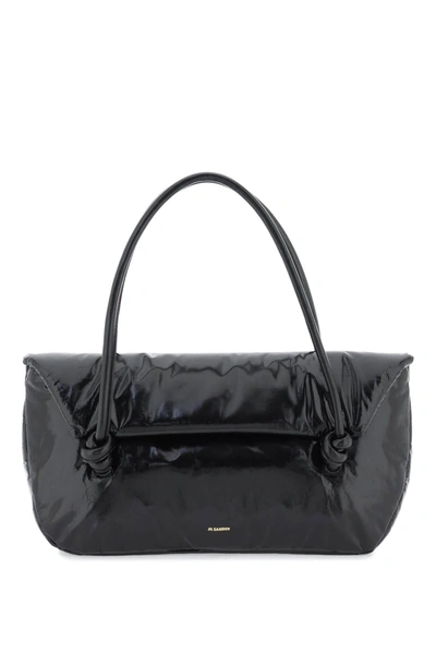 Jil Sander Padded Leather Shoulder Bag In Black