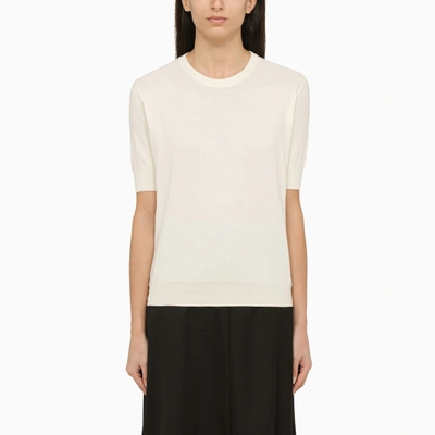 JIL SANDER JIL SANDER SHORT SLEEVED WHITE COTTON JERSEY