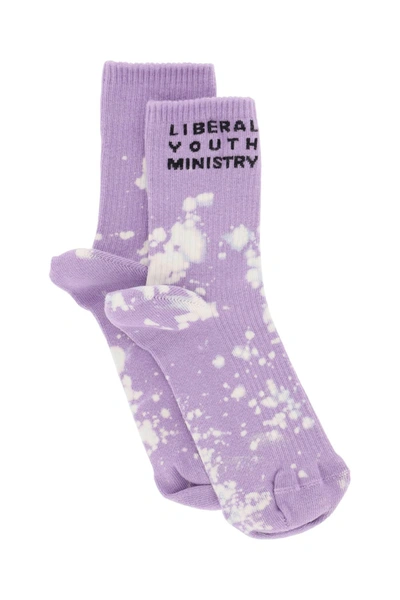 Liberal Youth Ministry Bleached Cotton Blend Knit Socks In Purple