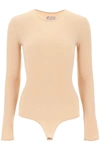 Maison Margiela Skin Pink Stretch Nylon Bodysuit In Neutral