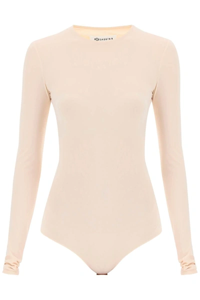 Maison Margiela Skin Pink Stretch Nylon Bodysuit In Neutral