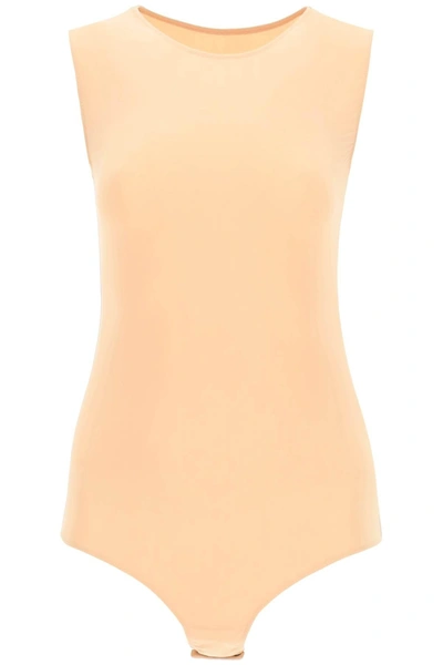 Maison Margiela Sleeveless Lycra Bodysuit In Beige